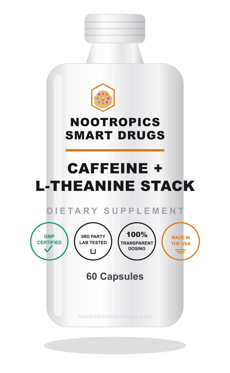 Caffeine and L-Theanine Stack nootropic supplement bottle